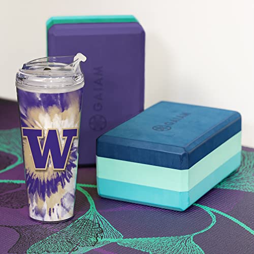 Image of Rico Industries NCAA Glitter 24oz Acrylic Glitter Tumbler with Hinged Lid, Officially Licensed Double Wall Tumbler with Straw