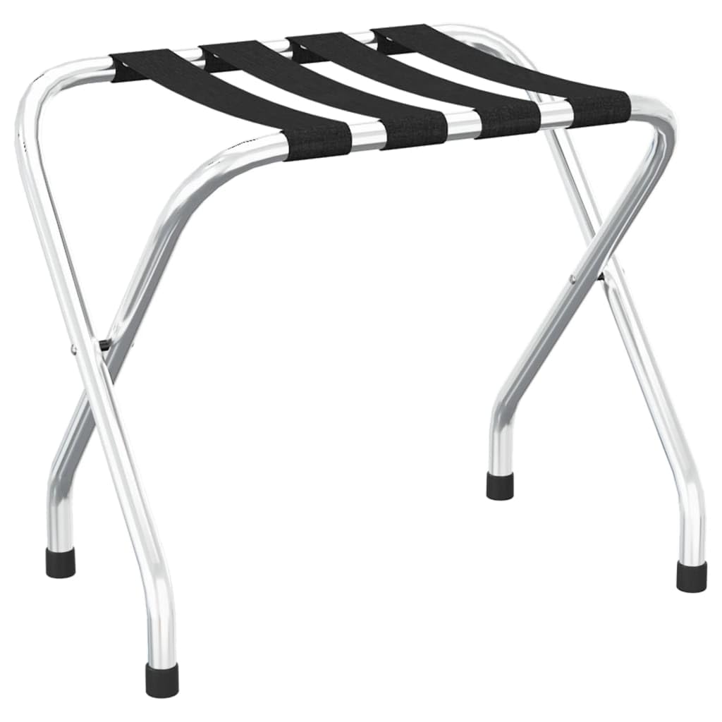 vidaXL Soporte para Maletas Taburete Equipaje Hoteles Almacenamiento Dormitorio Habitación Posadas Hostales Negro y Plateado 56x40x49 cm
