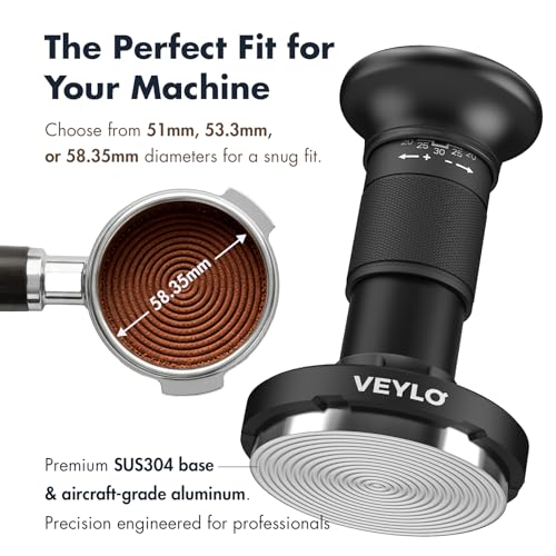 Image of 58mm Espresso Tamper (58.35mm Base), Adjustable 20-30 lb Calibrated Coffee Tamper with Audible Click Feedback, 24-Click Precision Dial, 20 /25 /30 lb Marks, No Spring Swap, Stainless Steel Flat Base