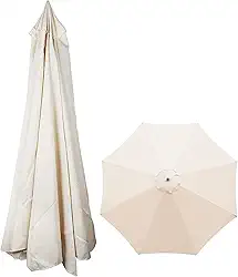 Capa de reposição de guarda-sol, 2,7m, 3m, 8 costelas, dossel de reposição de jardim, tecido de reposição de guarda-chuva de mesa de mercado para terraço externo, bege, 3m 8 livs