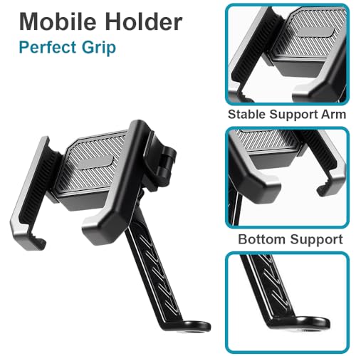 Image of Universal Bike Phone Holder Stand with 360 Degree Rotating Mount, Heavy Grip Locking System, Anti-Vibration Shockproof Clamp for Motorcycle & Scooter