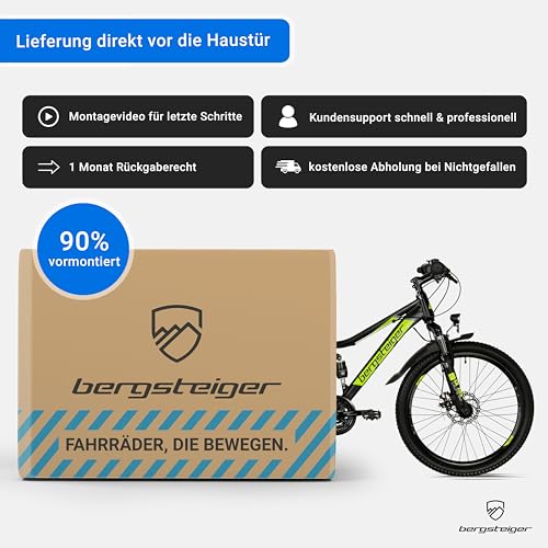 Bergsteiger Broome 24, 26 Zoll Kinderfahrrad, 21 Gang-Schaltung, StVZO, Mountainbike mit Vollfederung, Scheibenbremsen & Dynamo-Licht, geeignet für 8, 9, 10, 11, 12, 13 Jahre, Jungen & Mädchen – Bild 8