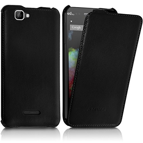 KARYLAX Seluxion - Housse Etui Coque Rigide à Clapet Noir pour Wiko Rainbow 4G + Film de Protection