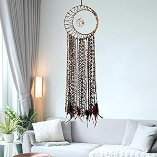 Tree Of Life Dream Catcher Macrame Wall Hanging Handmade Boho Home Decoration with Feather Tassel for Party Wedding Bedroom