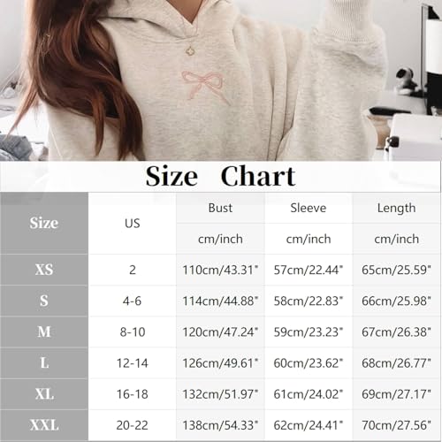 Bow Hoodie Women Embroidered Bow Hoodies Trendy Preppy Sweatshirts Cute Y2K Graphic Pullover Tops for Teen Girls – Bild 5