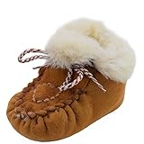  Sonia Originelli Baby Kleinkinder Wildlederhausschuh Herzchen Lammfell Schleife Farbe Natur, Größe 22