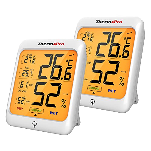 ThermoPro TP53 Termómetro Higrómetro Digital Medidor de Humedad y Temperatura de Interior...