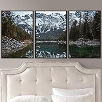 3 Piece Framed Canvas Wall Art Winter Lake Canvas Prints Home Artwork Decoration for Living Room,Bedroom - 16