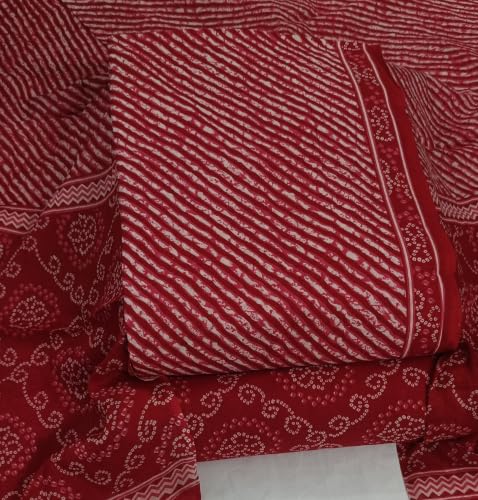 Image of DRAVINAM Trends Women's Premium Cambric Cotton Jaipuri Printed Unstitched Salwar Suit Dress Material with Mulmul Cotton Dupatta