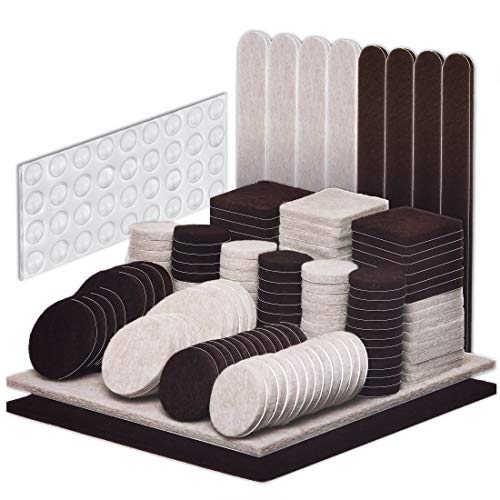 166 Piece Two Colors - Variety Size Furniture Felt Pads. Self Adhesive Pads with Transparent Noise Reduction Bumpers. Floor Protectors for Hardwood & Laminate Flooring-166 Piece