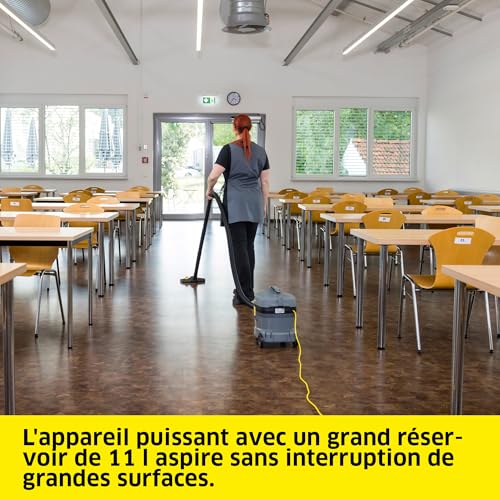 Kärcher aspirateur T 11/1 Classic, aspirateur léger, cuve : 11 l, Puissance : 850 W, Niveau de Pression Acoustique : 61 DB(A), Poids : 3,9 kg, câble : 7,5 m, Panier filtrant Permanent – Image 4