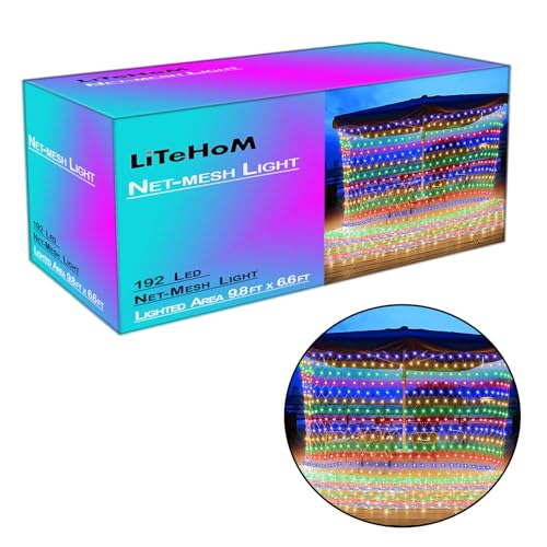 Image of Led Net Mesh String Lights - Diwali Lights, Led Lights for Home Decoration 9.8Ft X 6.6Ft 192 LEDs 8 Modes (Multicolor Net Mesh Light)