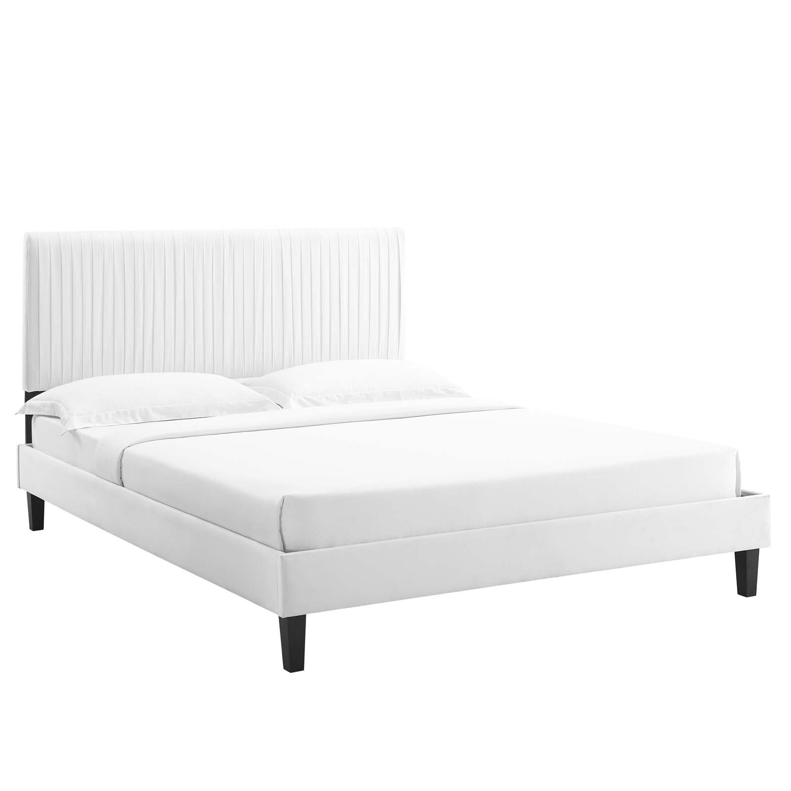 Modway Peyton Performance Velvet Full Platform Bed in White