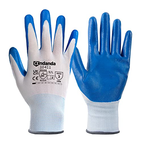 ANDANDA 1 Paar Arbeitshandschuhe, Arbeitshandschuhe Herren mit Nitril Beschichtung für Montagearbeit,Mechaniker, Gartenarbeit und Bauarbeiten ,Gr. M/L/XL Cover