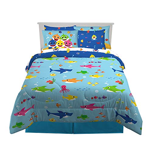 Franco Kids Bedding Super Soft Comforter and Sheet Set with Sham 7 Piece Full Size Baby Shark