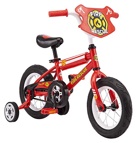 Pacific Fire Rescue Character Kids Bike for Boys and Girls Ages 3-5 Year Old, 12-Inch Wheels, Steel Frame, Coaster Brakes, Adjustable & Quick Release Seat, Red