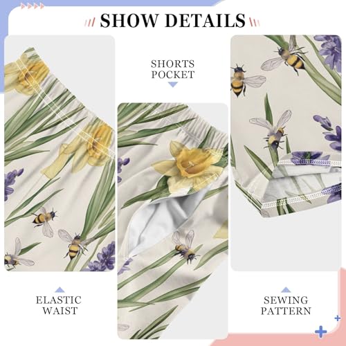 Pajama Pants Lounge Sleep PJ Bottoms Sleepwear Elastic Waist Drawstring XL Lavender Bee4