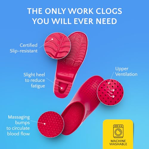 Image of CALZURO Classic Work Clogs with Holes - Unisex Work Clogs for Women and Men - Non Slip Shoes - Autoclavable Rubber Kitchen Shoes and Nursing Clogs