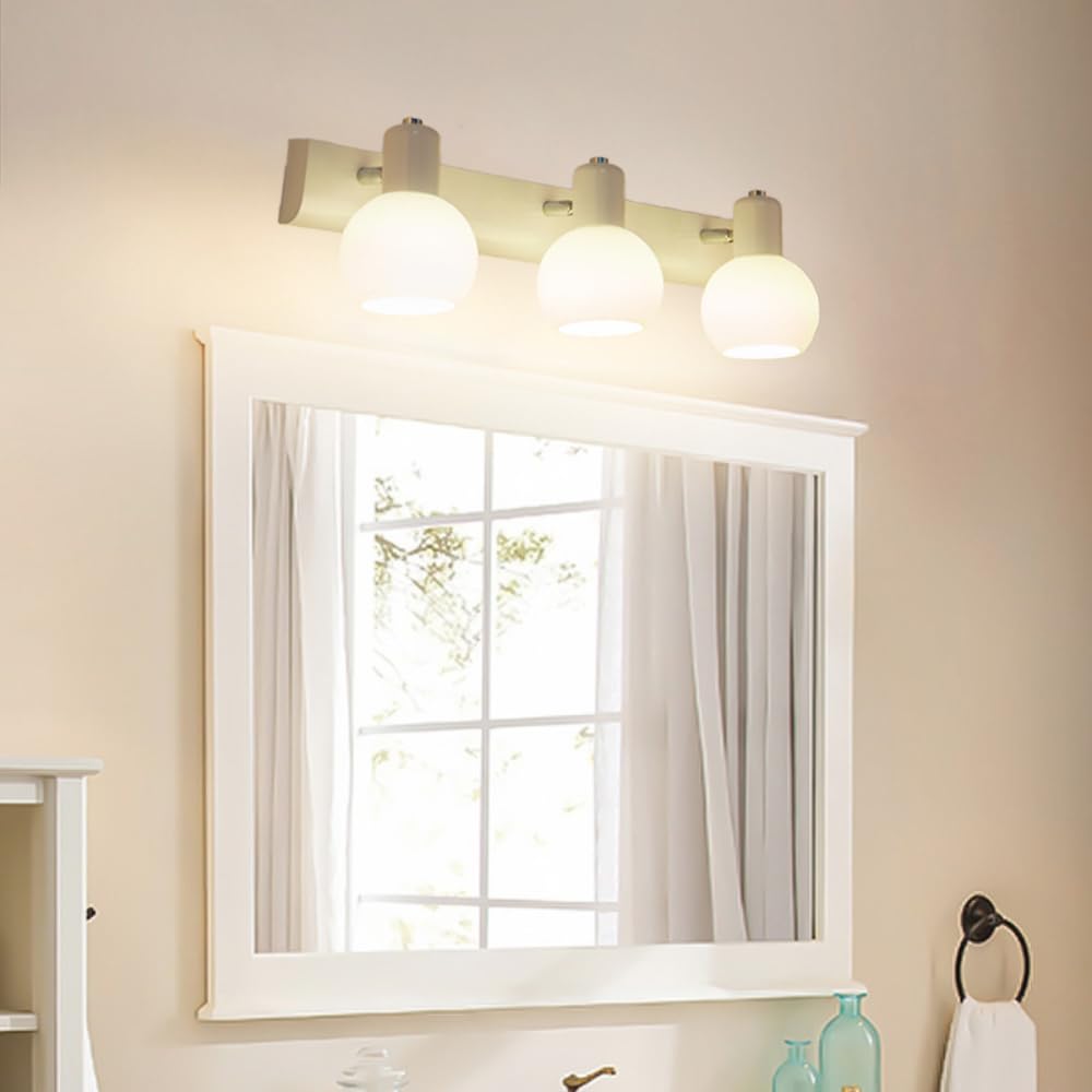 XINYASEE Applique murale pour lavabo de salle de bain avec miroir E14, idéale pour un dressing, une armoire à glace ou un meuble de rangement (Blanc-3)