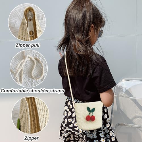 DIFLAX Mädchentaschen Blumen Stroh Tasche mit Reißverschluss Strohtasche Crossbody bag Stroh Umhängetasche für den Urlaub Reise Outdoor Aktivitäten