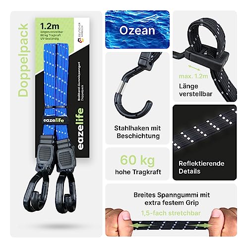 Set of 2 Rubber Tension Straps, Adjustable, Broadband Expander with Metal Hooks - Image 2