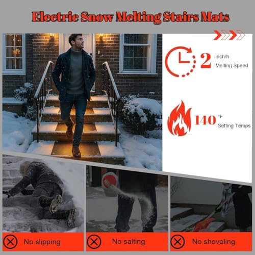 Tapis chauffant pour faire fondre la neige - Tapis de fonte rapide de glace en caoutchouc antidérapant pour une utilisation en extérieur, design en caoutchouc antidérapant pour escaliers