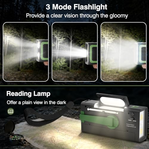 Image of DreamSky Hand Crank Emergency Weather Radio NOAA Alert with Solar Powered | Portable Radio AM FM SW, 18500mWh Rechargeable Battery Operated, Loud SOS Alarm, Flashlight & Reading Lamp, USB Port