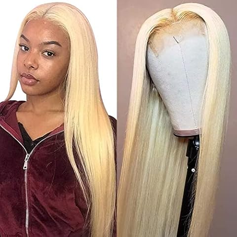 613 Lace Front Wig Human Hair 13×4 Blonde Lace Front Wigs Human Hair 180% Density 613 Hd Lace Front Wig for Women 18 Inch Blonde Wigs Straight Lace Frontal Wigs Human Hair Pre Plucked With Baby Hair Cover