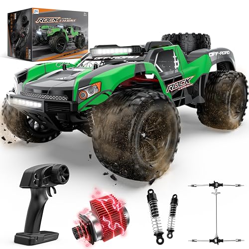JM Racing 1:12 Fast RC Cars 40KPH 4WD Remote Control Desert Truck, All Terrain Off-Road Monster Truck W/Rechargeable Battery, Waterproof RTR Racing Car W/LED Lights & Spare Tire for Adults Boy & Kid