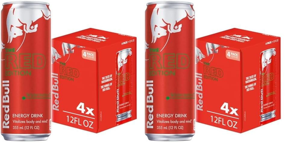 Red Bull Red Edition Energy Drink, Watermelon, with 114mg Caffeine plus Taurine & B Vitamins, 12 Fl Oz, Pack of 8 Cans