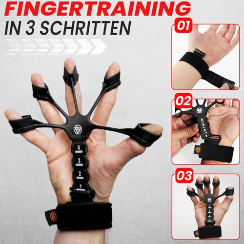 FUNFLEX Handtrainer Fingertrainer, Verstellbares Griffkraft Trainer Set -5-Teilig- Unterarmtrainer, Fingerstrecker Neopren Handgelenk Band - Finger Grifftrainer - Grip Ring, Hand & Unterarm Training