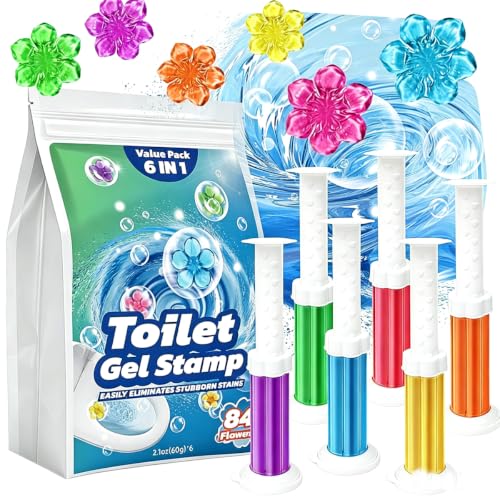 Gihen 84 Flowers Toilet Cleaner Gel Stamps 6 in 1 Air Freshener Effective Deodorizer Long - image 1