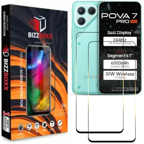 Image of Screen Guard Compatible with Tecno Pova 7 Pro 5G Tempered Glass Screen Protector Guard - HD Clarity, Anti-Fingerprint (Pova 7 Pro - 6.78 inch) With Installation Kit - Pack of 2
