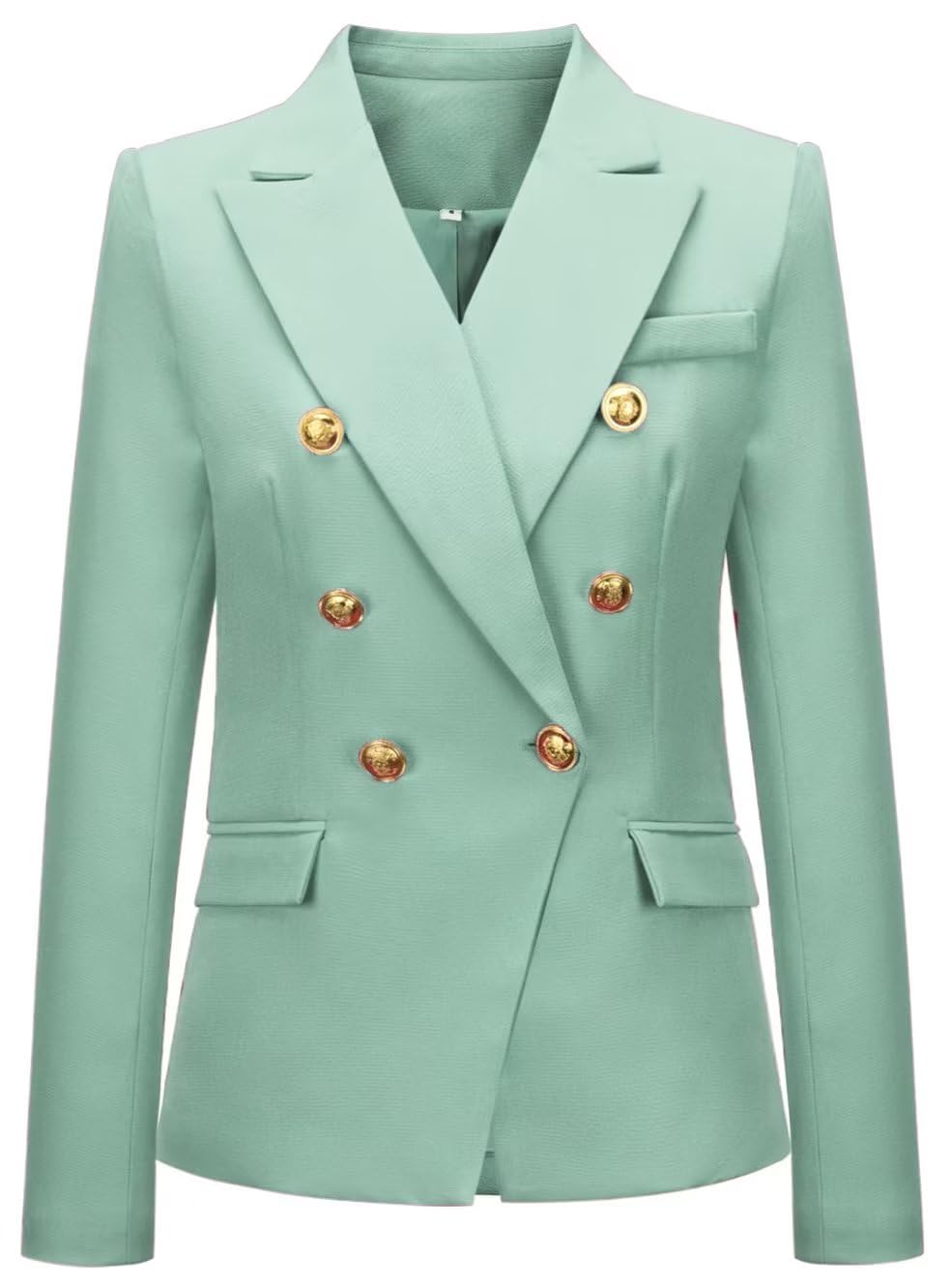 Womens Blazer Suit Solid Double Breasted Suit Jacket for Women Office Lady Casual Long Sleeve Blazer Suits