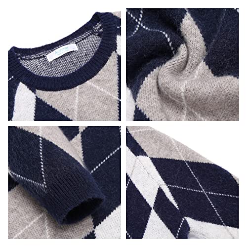 Arshiner Boys Sweater Boys Long Sleeve Knit Crewneck Sweater Kids Argyle Pullover Sweater Argyle-Navy 7-8 Years #TOP4