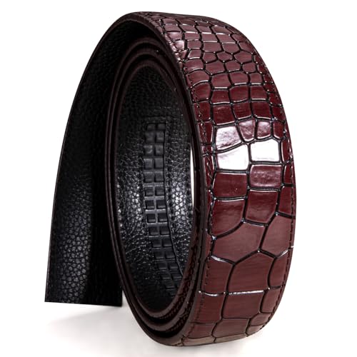 Image of Dubulle Designer Men's Belts, Ratchet Leather Sliding Buckle Dress Belt