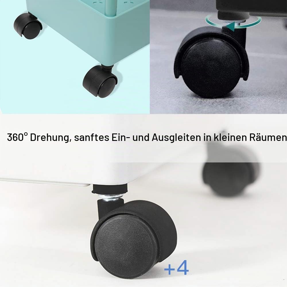 JAKAGO küchenwagen mit 4 Regalebenen,360-Grad-Rad kann Rollwagen für Küche,Büro,Badezimmer 40 x 18 x 90 cm (Weiß)