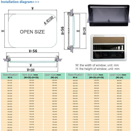 Ventana corrediza tintada para autocaravana y caravana, diseño de inclinación de 1200 x 300 mm, accesorio duradero y resistente a la intemperie para una mayor ventilación y privacidad