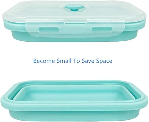 Miniatura 5 de Contenedores desplegables de silicona con tapas para alimentos, libres de BPA, aptos para microondas y congelador