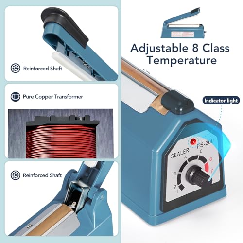 image for METRONIC Impulse Heat Sealer, Manual Bags Sealer Heat Sealing Machine 