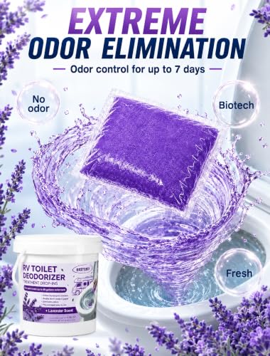 Image of Eazy2hD 50 Packs RV Toilet Treatment, Black Water Holding Tank Deodorizer | Pre-measured Pods, Breaks Down Waste & RV Toilet Paper, Reduces Odor. Prevents Clog. For Marine Holding Tank, Lavender scent