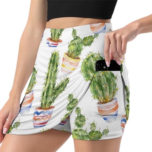 Jupe de sport Cactus Femme anti-frottement avec poche de rangement pour le tennis