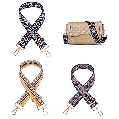 Bandoulière pour Sacs 2 Pièces Bandoulière Bretelle Réglable Anse pour Sac à Main Sangle de Remplacement Anse de Sac Ceinture de Sac de Style Ethnique Coloré Sangles D'épaule 80-130cm Cover