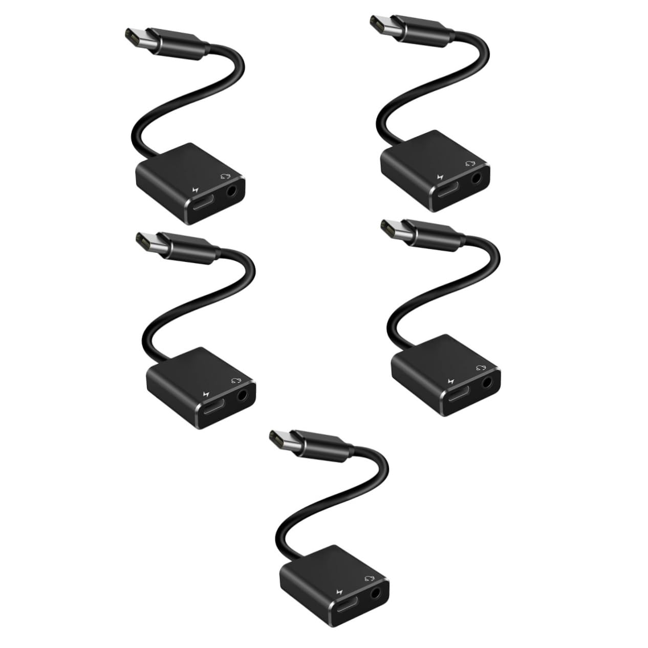 BESTonZON 5kawałki Adapter Usb c Do Słuchawek i Ładowania Adapter Audio Tpe Kompatybilny z Telefonami Tabletami Komputerami Praktyczne Rozwiązanie Do Jednoczesnego Słuchania i