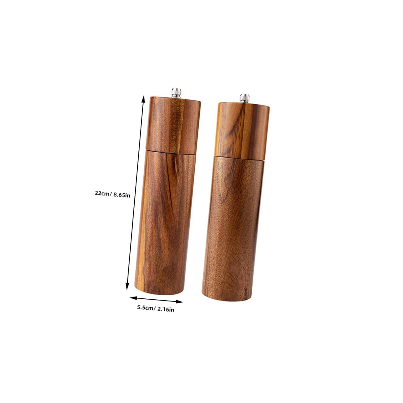 Cabilock Manuelle Pfeffermühle und Salzmühle aus Langlebigem Akazienholz mit Keramikmahlwerk für Küche und Gewürze