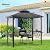 Outsunny 9' x 5' Grill Gazebo, Hardtop BBQ Gazebo Canopy with 2-Tier Polycarbonate Roof, Shelves Serving Tables and Hooks, for Backyard Patio Lawn