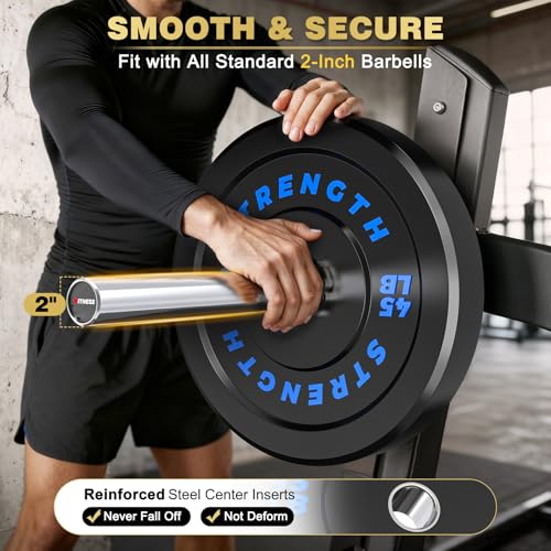 Olympic Rubber Bumper Weight Set - 2 Inch Barbell Plates for Home Gym Strength Training - Image 4