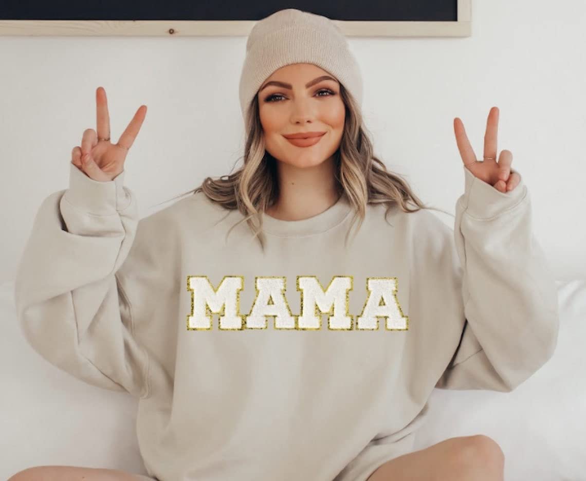 Parches de letras termoadhesivas para ropa de mamá, parche bordado de felpilla para reparar ropa, sombreros, camisas, zapatos, jeans, bolsas, manualidades