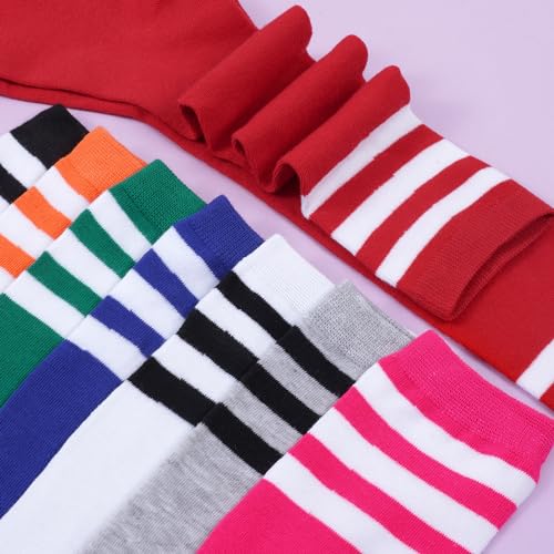 Dxhycc 3 Pairs Kids Soccer Socks Striped Knee High Socks Baseball Softball Socks Youth Athletic Socks for Boys Girls4