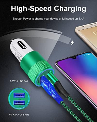 Dual Port Car Phone Charger, [2Pack] 3.4a Fast Charge USB Cargador Carro